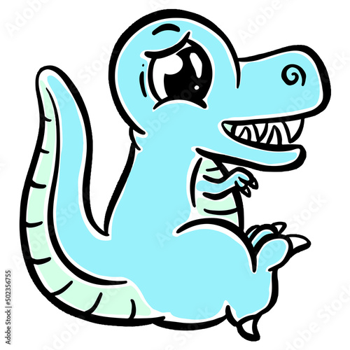 Cute Cartoon Dinosaur Illustration for Children Looking Happy Vector