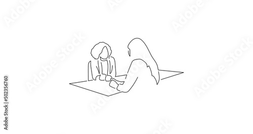 Company work team in line art animation. Video footage of a group of business people working. Black linear video on white background. Animated gif illustration design.