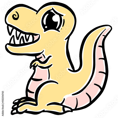 Cute Cartoon Dinosaur Illustration for Children Looking Happy Vector