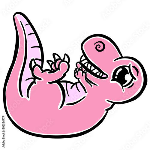 Cute Cartoon Dinosaur Illustration for Children Looking Happy Vector