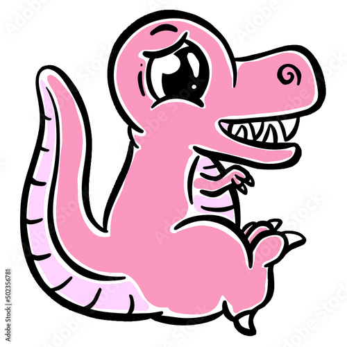 Cute Cartoon Dinosaur Illustration for Children Looking Happy Vector