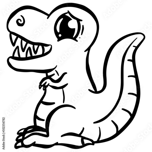 Cute Cartoon Dinosaur Illustration for Children Looking Happy Vector