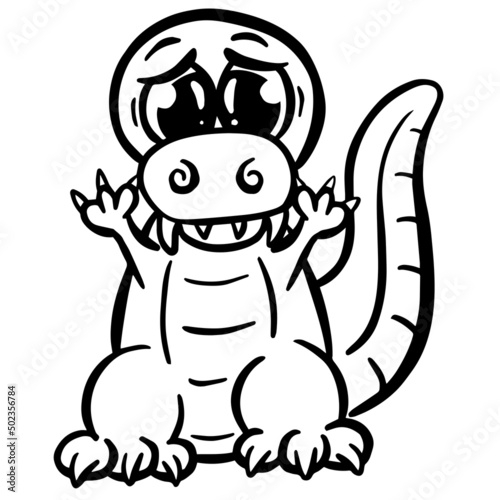 Cute Cartoon Dinosaur Illustration for Children Looking Happy Vector