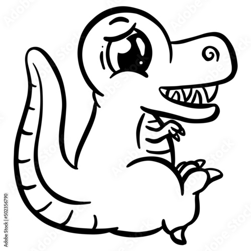 Cute Cartoon Dinosaur Illustration for Children Looking Happy Vector