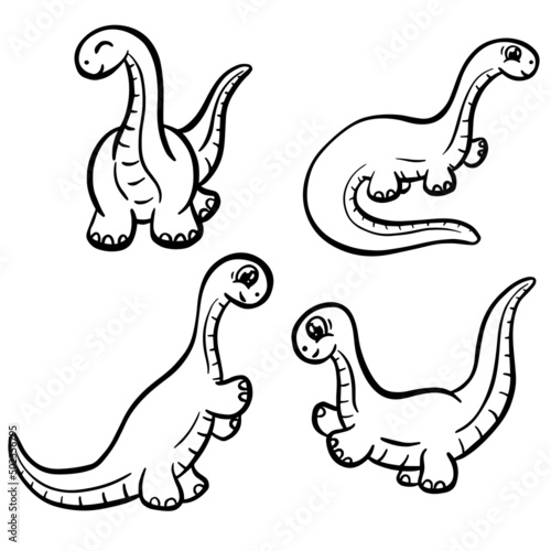Cute Cartoon Dinosaur Illustration for Children Looking Happy Vector