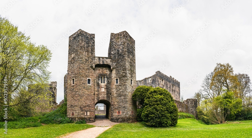 Panorama of Berry Pomeroy Castle, Totnes Devon, England