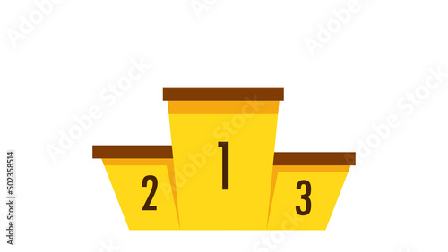 Yellow podium stage winners icon. Flat illustration of 123 podium stage vector icon isolated on white background.