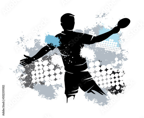 Table tennis sport graphic with dynamic background.