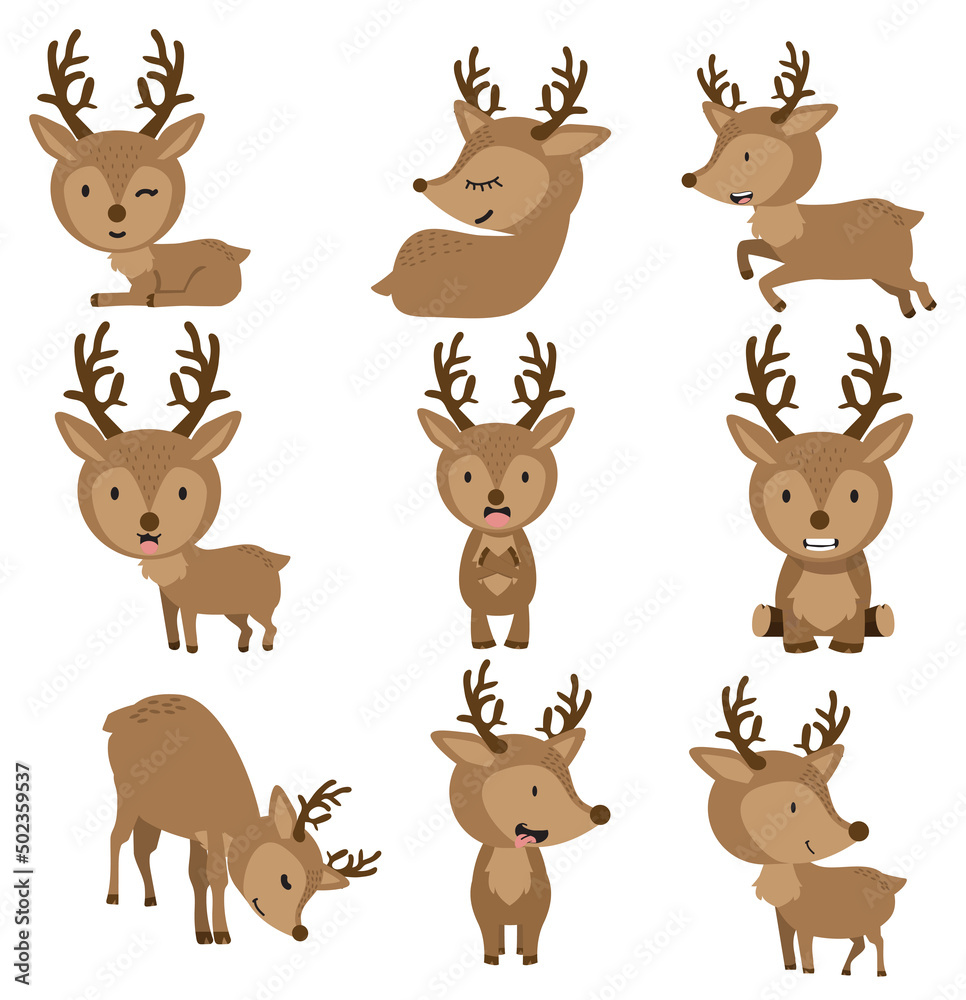 Cute Deers in different poses Cute Deers in different poses