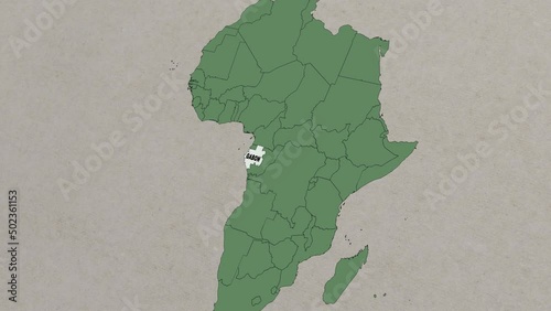 Map showing Gabon From above zooming in. Gabon map location on Africa map, borders of Gabon photo
