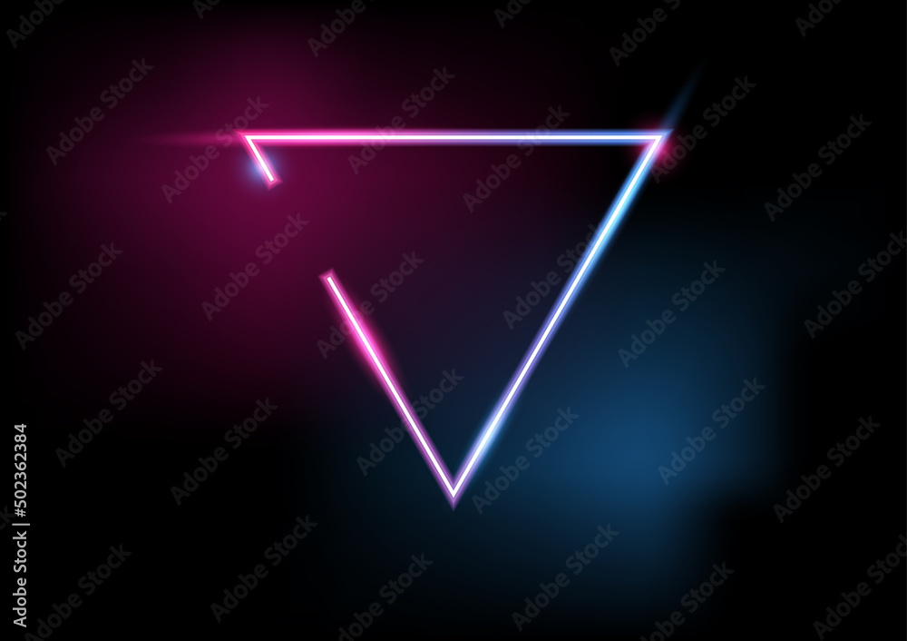 Abstract geometric triangle frame border light neon Effect vector illustration. Abstract geometric triangle frame border light neon Effect vector illustration.