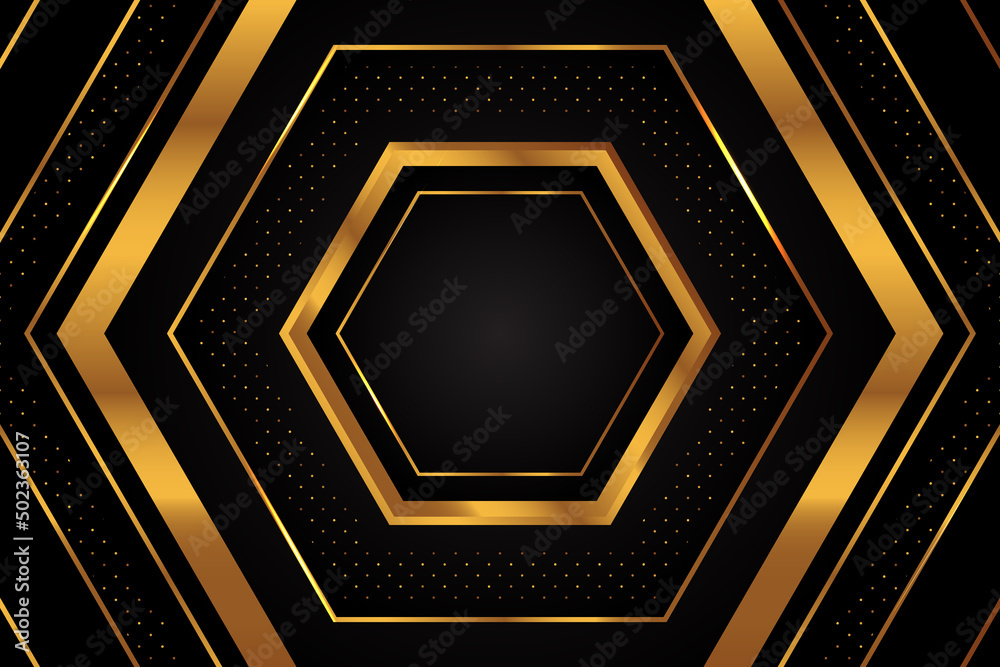 Modern hexagonal golden black abstract background Modern hexagonal golden black abstract background