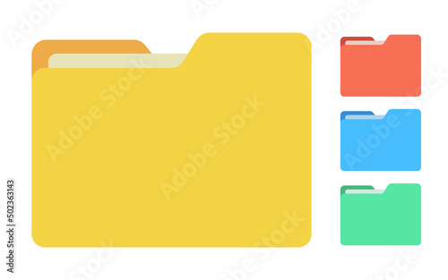 Collection of file folders for documents in different colors. Vector. photo