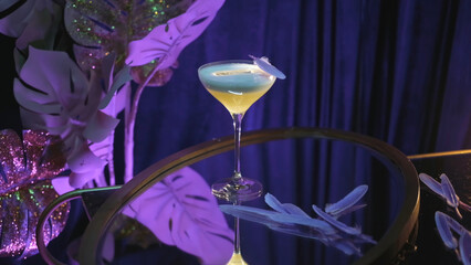 Sierkussen Bar Martini met paarse veren decoratie  © Media Whale Stock