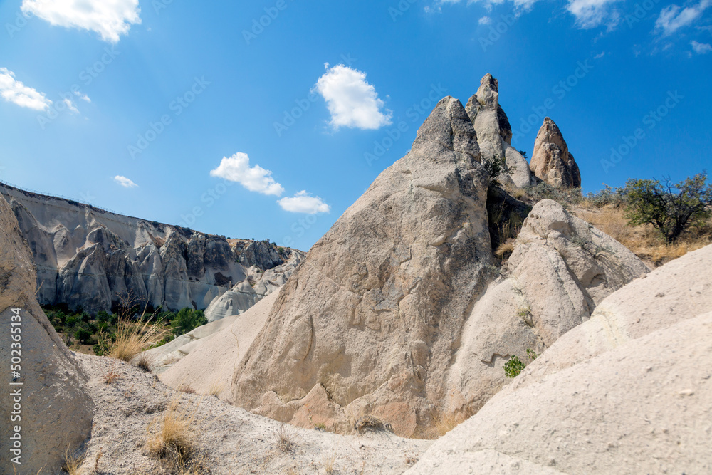 Stone formations in Cappadocia; the site is now part of Göreme National Park, Turkey.