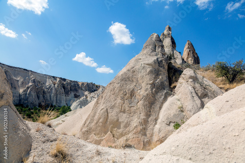 Stone formations in Cappadocia; the site is now part of Göreme National Park, Turkey.