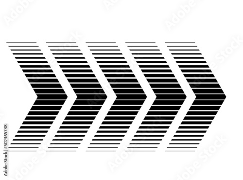 Black striped arrows on a white background of thin lines Modern striped pattern. Vector illustration