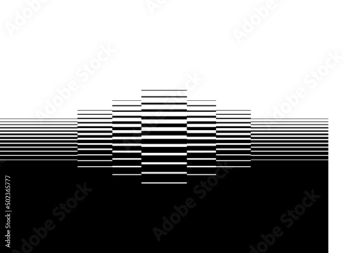 Striped transition from black to white with abstract strict lines. Modern pattern. Vector background