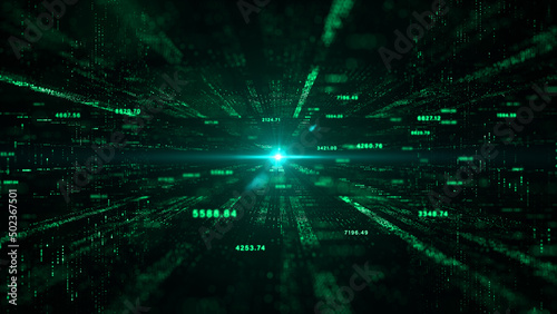 Technology abstract background, Digital cyberspace with numbers, Technology digital big data network connection, 3D rendering