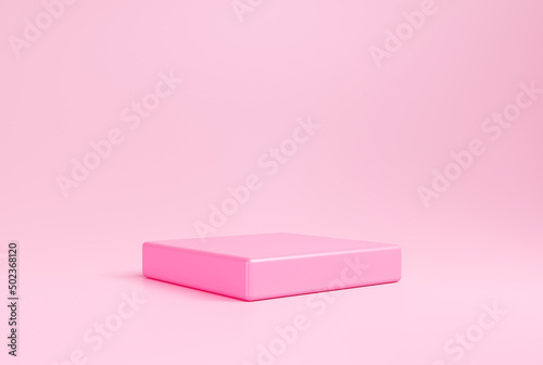 Cube Pink podium product display pedestal empty studio scene presentation room on pink background 3d illustration rendering