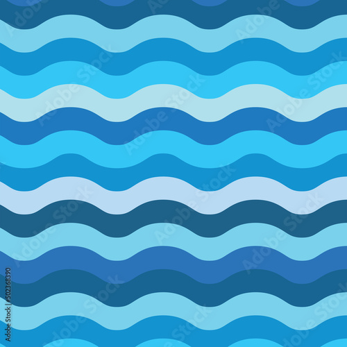 Abstract sea wave seamless pattern in dark blue, navy, aqua and azure. For texture, posters, textile and wallpaper
