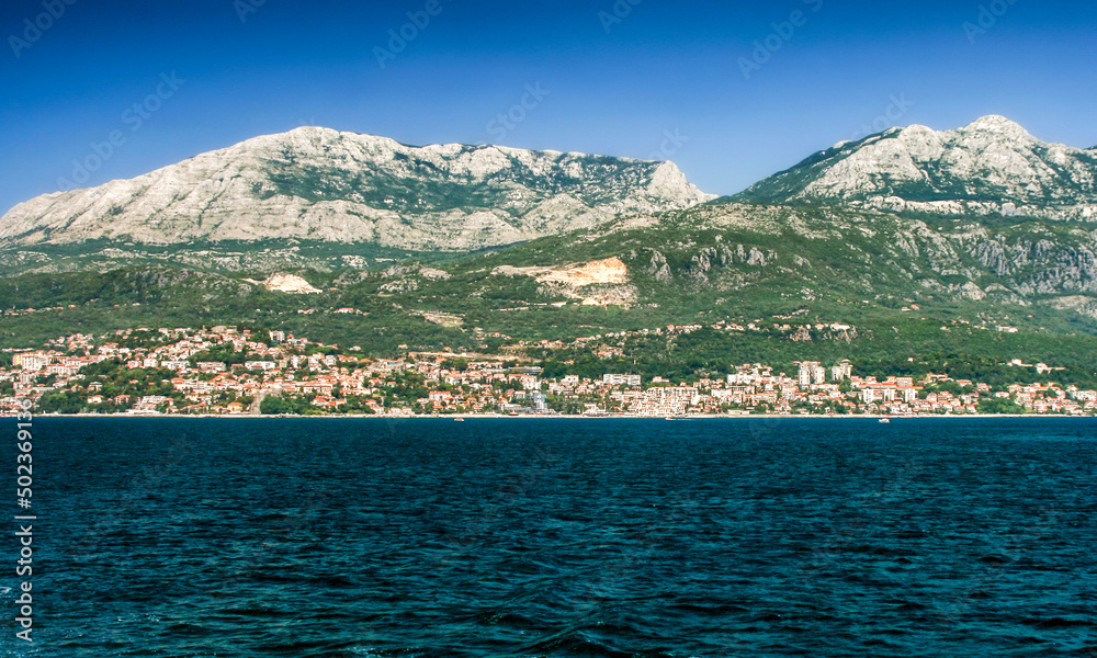 Adriatic sea and bay of Kotor in Montenegro