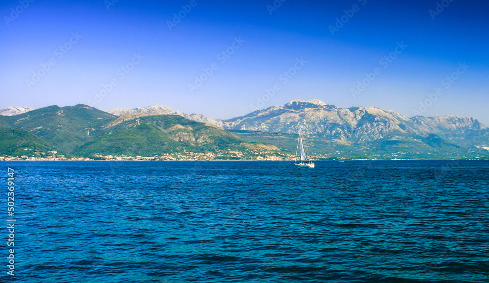 Adriatic sea and bay of Kotor in Montenegro