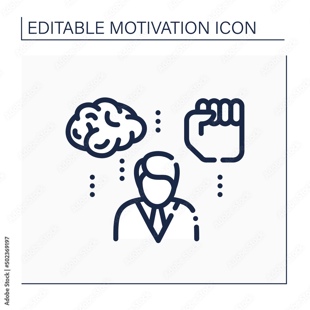 Willpower line icon. Control exerted to do something or restrain impulses. Control actions, emotions or urges.Strong determination. Motivation concept. Isolated vector illustration. Editable stroke Willpower line icon. Control exerted to do something or restrain impulses. Control actions, emotions or urges.Strong determination. Motivation concept. Isolated vector illustration. Editable stroke