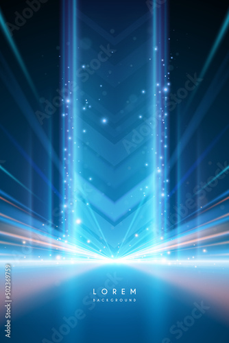 Abstract blue light rays background