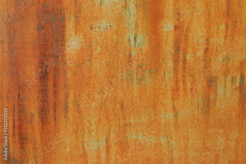 Texture of old painted metal. Rust shows through the paint.