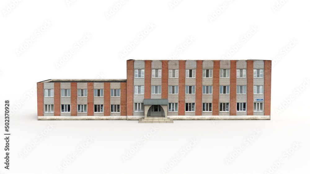 Obraz premium Old industrial building render on a white background. 3D rendering
