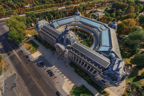 Panoramic aerial view of the Petit Palais in Paris downtown, France. photo