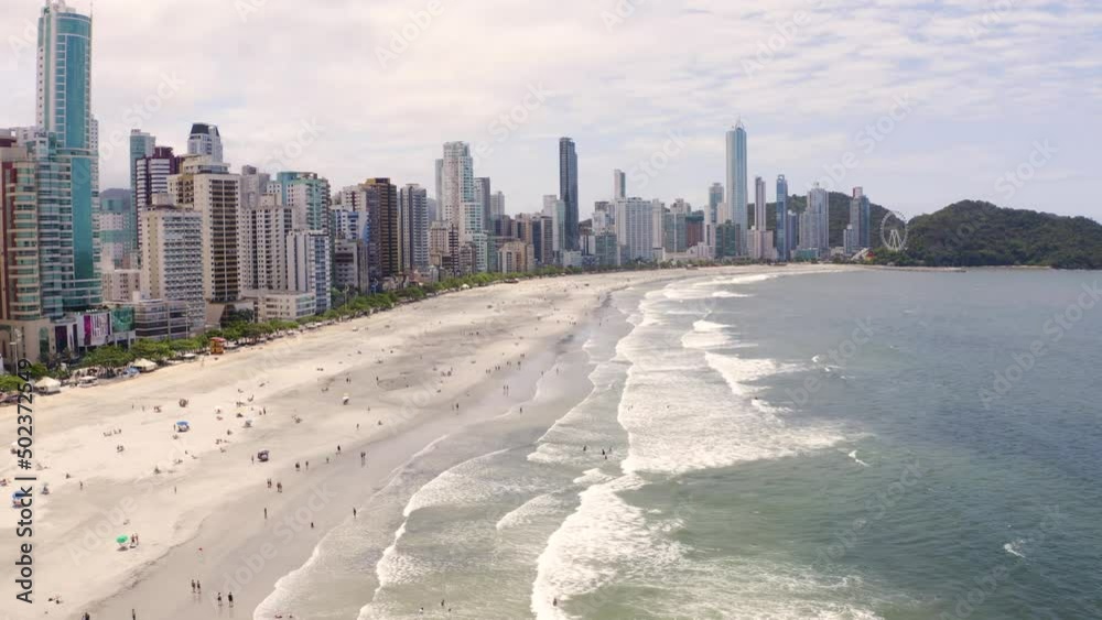 Aerial view of Balneário Camboriú coastal city during cloudy day, Brazil. Aerial view of Balneário Camboriú coastal city during cloudy day, Brazil.