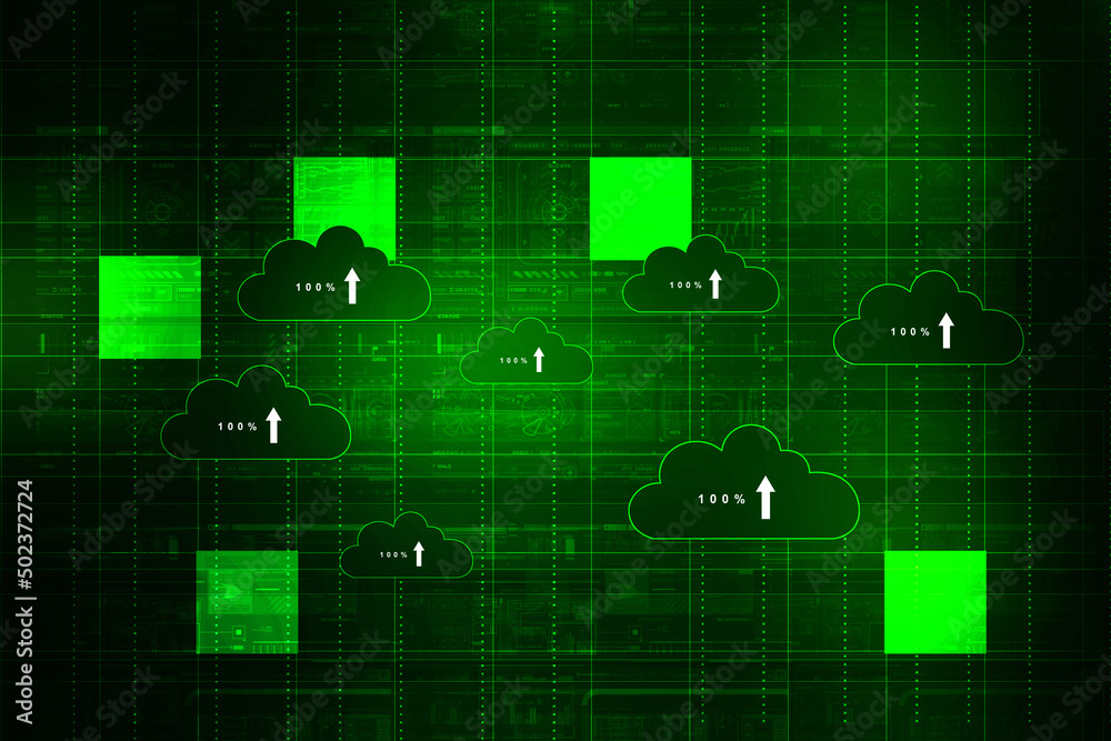 Fototapeta premium 2d rendering technology Cloud computing