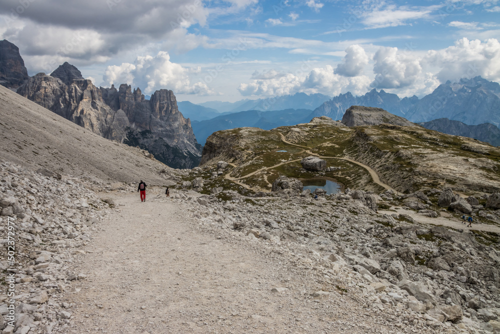 Mountain trail Tre Cime di Lavaredo in Dolomites Mountain trail Tre Cime di Lavaredo in Dolomites