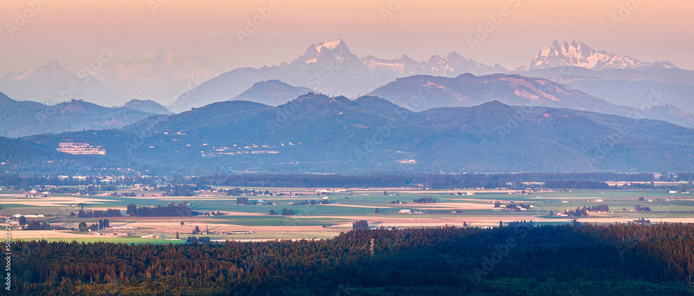 Panoramic View of the Cascades in the Pacific Northwest
