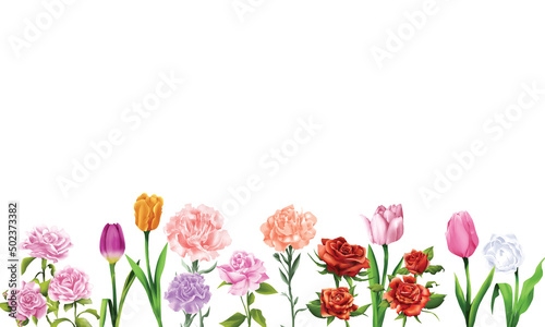 Set of flowers paint for festival blank banner decoration vector illustration