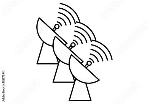 Icono de estación de radiotelescopio en fondo blanco.