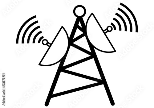 Icono de señal con antena parabólica.  photo