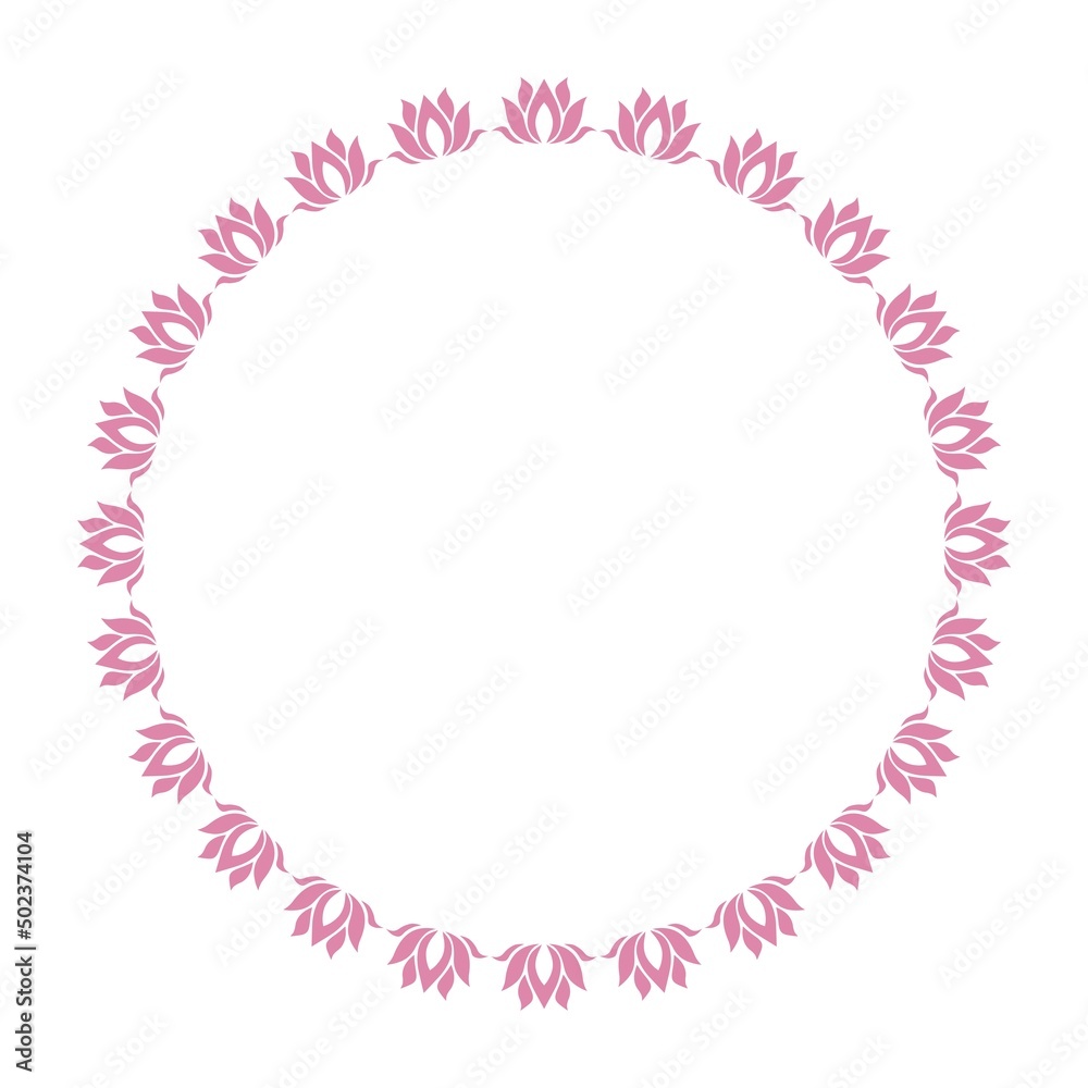 Round floral frame. Design for a greeting card or invitation isolated on white background Round floral frame. Design for a greeting card or invitation isolated on white background