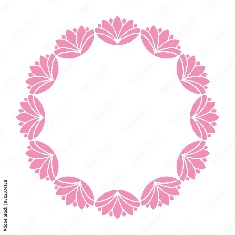 Round floral frame. Design for a greeting card or invitation isolated on white background Round floral frame. Design for a greeting card or invitation isolated on white background