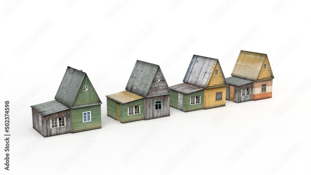 Old building render on a white background. 3D rendering Old building render on a white background. 3D rendering