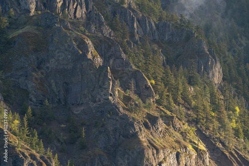 Sunrise on the cliffs in the Columbia River Gorge