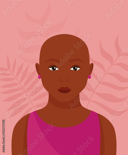 Portrait of a young beautiful hairless dark-skinned woman