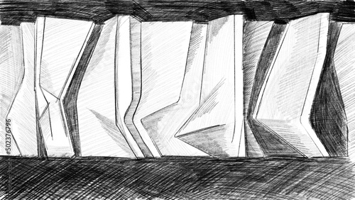 Obraz na płótnie architectural abstract sketch pencil composition. made by hand. w salonie