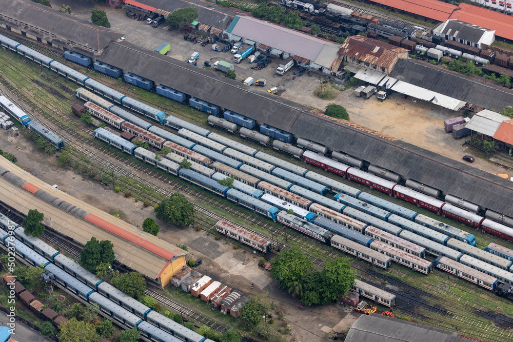 Aerial view of Train couch at the train station, Colombo, Sri Lanka. Aerial view of Train couch at the train station, Colombo, Sri Lanka.