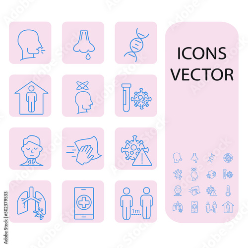 Flu and virus icons set . Flu and virus pack symbol vector elements for infographic web