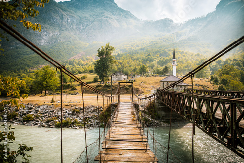Pendant bridge in Valbona Valley, Albania