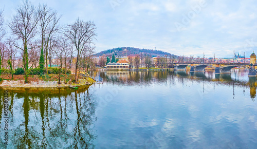 Slavonic Island and Legion Bridge on Vltava River, Prague, Czech Republic photo