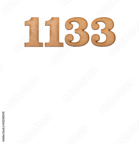 Number 1133 - Piece of wood isolated on white background